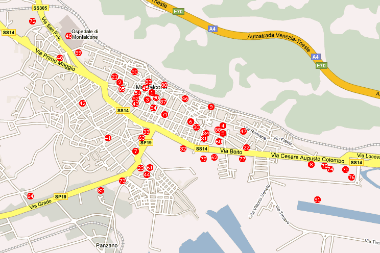 Mappa dell'accessibilità del comune di Monfalcone